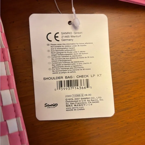 Hello Kitty 2007 Pink and white checkered shoulder purse bag - Picture 2 of 7